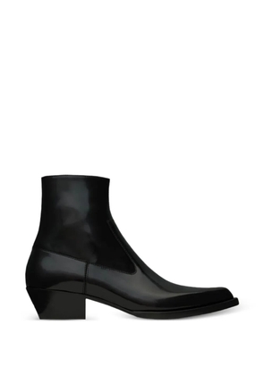 Saint Laurent 40mm Beat pointed-toe leather boots - Black