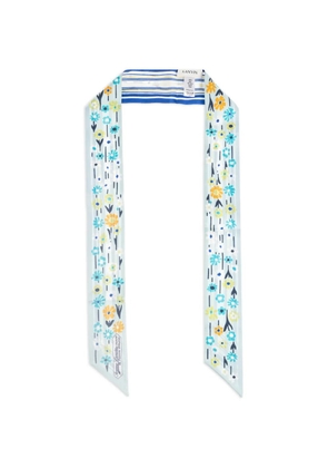 Lanvin floral-print striped scarf - Blue