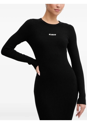 GUESS USA long-sleeve ribbed maxi dress - Black