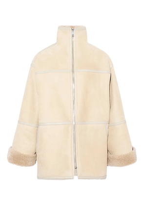 Yves Salomon suede-shearling panelled coat - Neutrals