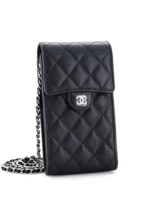CHANEL Pre-Owned Classic Flap Phone Holder Quilted Caviar crossbody bag - Black