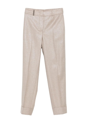Peserico metallic-detail cuffed trousers - Neutrals