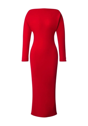 Alberta Ferretti slash-neck midi dress - Red
