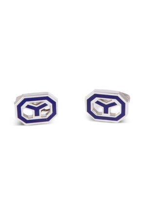 Saint Laurent Pre-Owned 1990s octagonal logo cufflinks - Silver