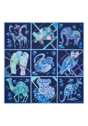 Ferragamo patchwork-print silk scarf - Blue