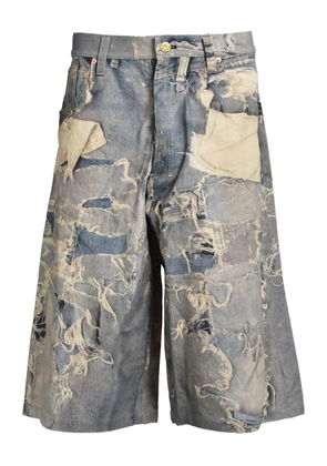 KAMIYA trompe-l'oeil print shorts - Blue