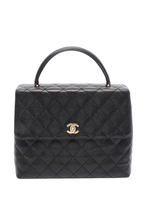CHANEL Pre-Owned 2002-2003 CC Quilted Caviar Kelly Top Handle Bag handbag - Black