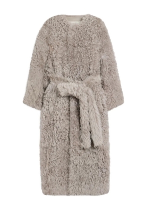 AMI Paris shearling belted coat - Grey