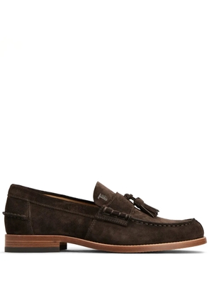Tod's logo-debossed suede loafers - Brown