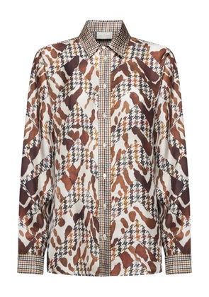 Pierre-Louis Mascia houndstooth-print silk shirt - Neutrals