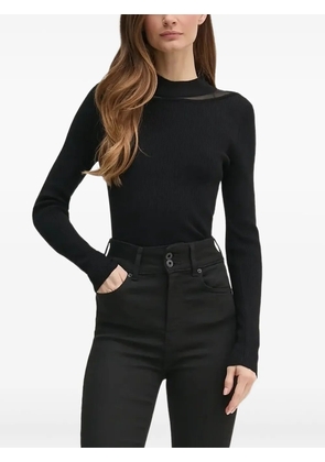 DKNY mesh-panel ribbed-knit jumper - Black