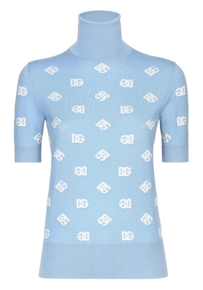 Dolce & Gabbana DNA high neck embroidered top - Blue