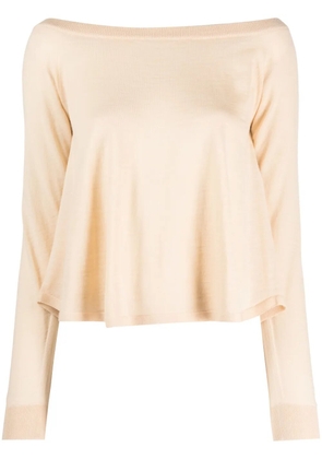 Semicouture Bardot-neckline virgin wool jumper - Neutrals