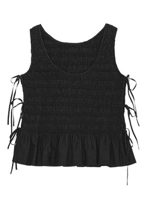 GANNI smocked peplum top - Black