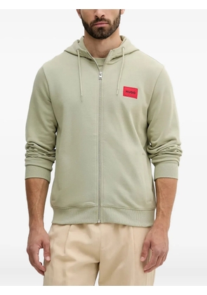 HUGO Daple logo-patch zip-up hoodie - Green