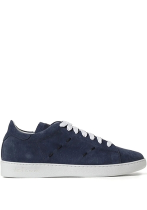 Kiton perforated calf suede sneakers - Blue