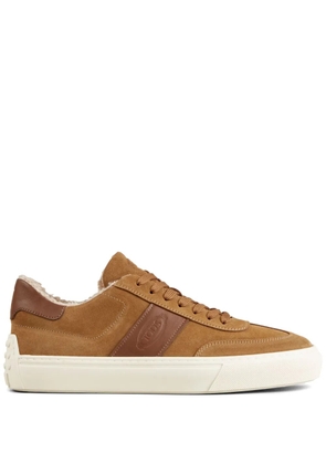 Tod's suede shearling-lined sneakers - Brown