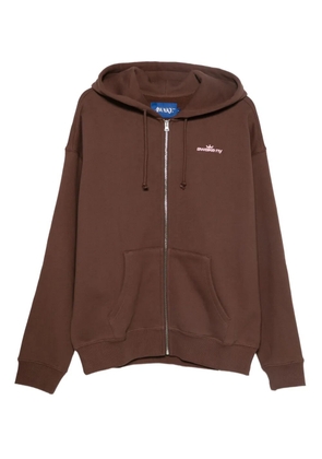 Awake NY crown-logo zip-up hoodie - Brown