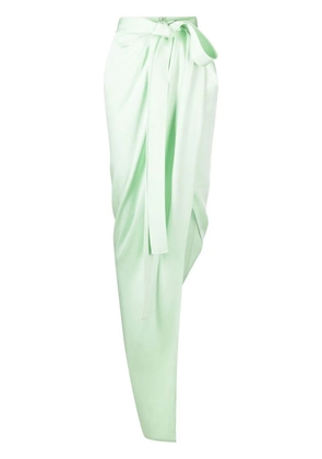 Alex Perry satin-finish asymmetric long skirt - Green