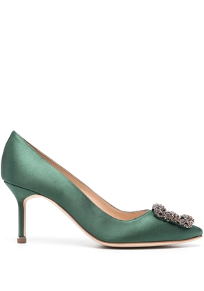 Manolo Blahnik Hangisi 75mm satin pumps - Green