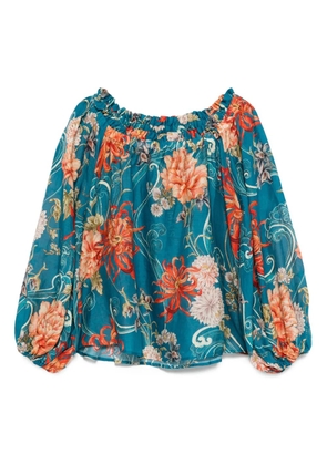 ALEMAIS floral-print off-shoulder blouse - Blue