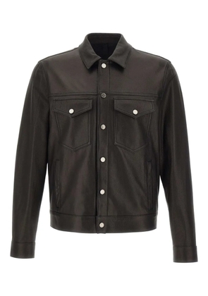 Tagliatore leather shirt jacket - Black