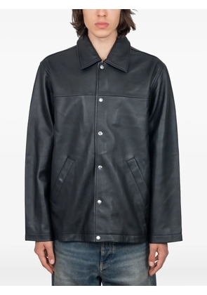 Sunflower snap-fastening leather jacket - Black