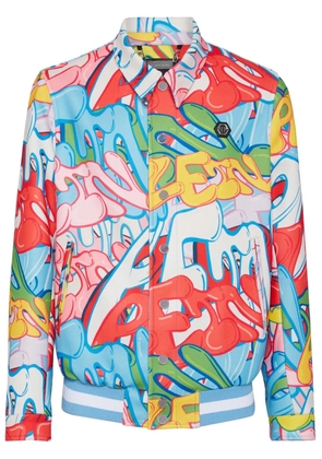 Philipp Plein graffiti-print shirt jacket - Blue