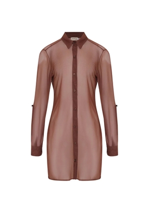 Amir Slama buttoned long-sleeve mini dress - Brown
