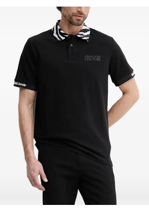Versace Jeans Couture zebra print-collar polo shirt - Black