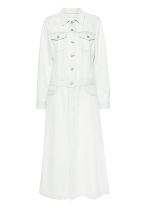 MM6 Maison Margiela single-stitch denim maxi coat - Blue