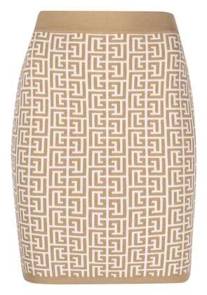 Balmain monogram-jacquard miniskirt - Neutrals