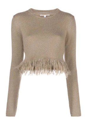 JW Anderson fringed-hem cropped jumper - Brown