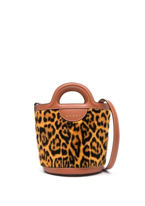Marni mini Tropicalia leopard-print bucket bag - Brown