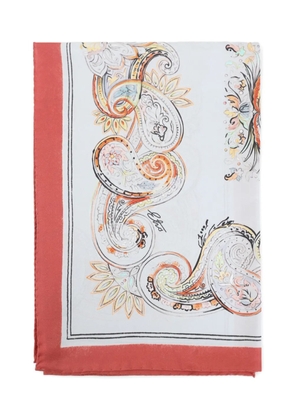 ETRO paisley-print border-detail scarf - White