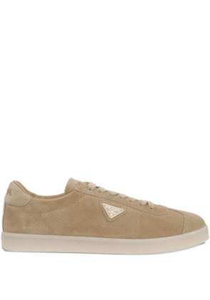 Prada suede logo sneakers - Neutrals
