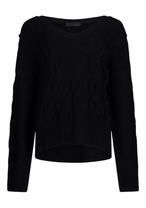 LIU JO cable-knit V-neck sweater - Black