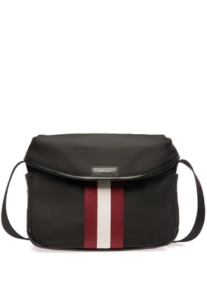 Bally stripe-detail canvas messenger bag - Black