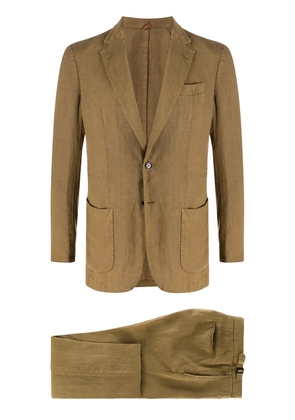 Dell'oglio linen single-breasted suit - Brown