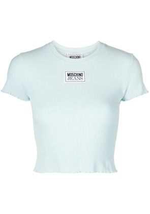 MOSCHINO JEANS logo-appliqué cropped T-shirt - Blue