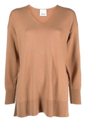 Allude V-neck long-sleeve jumper - Brown
