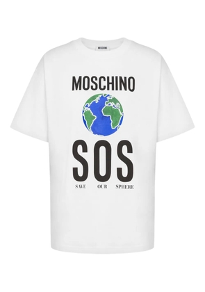 Moschino globe-print SOS T-shirt - White