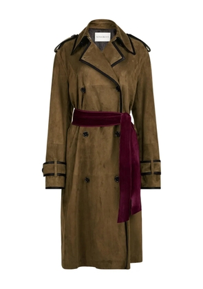 Nina Ricci belted leather-trimmed coat - Green