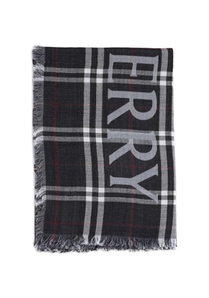 Burberry check fringed scarf - Blue