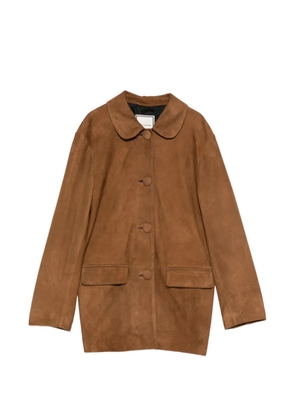 Tagliatore peter-pan-collar leather coat - Brown