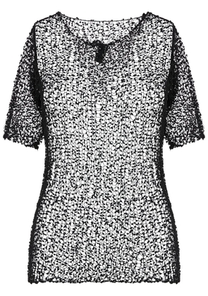 Maison Margiela dot-embroidered semi-sheer top - Black