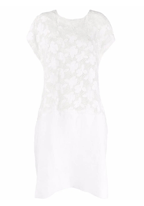 Comme Des Garçons Comme Des Garçons floral-embroidered mesh T-shirt dress - White