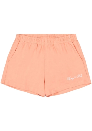Sporty & Rich logo-print cotton shorts - Orange