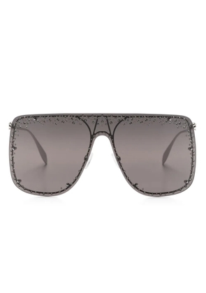 Alexander McQueen Eyewear rhinestone-embellished shield-frame sunglasses - Silver