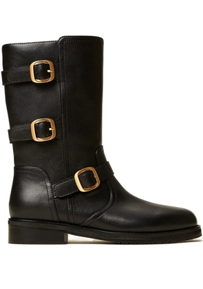 TWINSET triple-buckle biker boots - Black